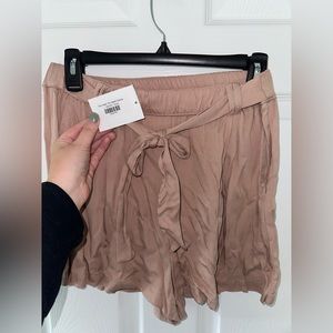 High Waisted Taupe Tie Shorts Size L Elastic waist